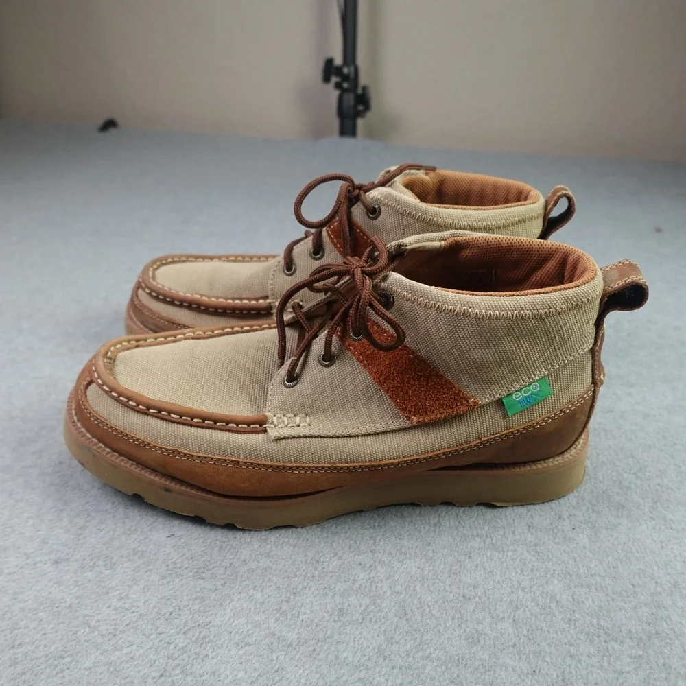 Twisted X Boots Mens 9.5 Tan Brown Casual Driving Moc Chukka EcoTWX